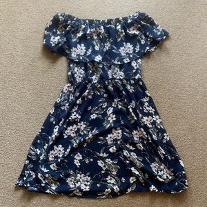 Navy Blue Floral Lush Dress Size Medium